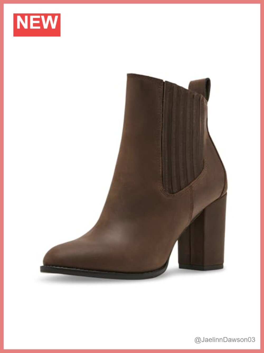 Waterproof Leather Chelsea Ankle Boots Block Heel Pull-On